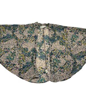 Anthropologie Staring At Stars Artsy/Abstract Crinkle Crepe Print Cape/Kimono